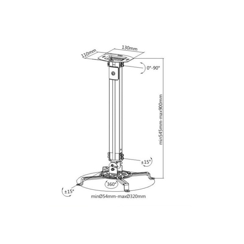 Support Plafond Universel Brateck Pour Video-Projecteur