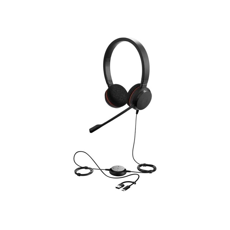 Casque Jabra Evolve 20 Stereo MS USB C/A adapteur