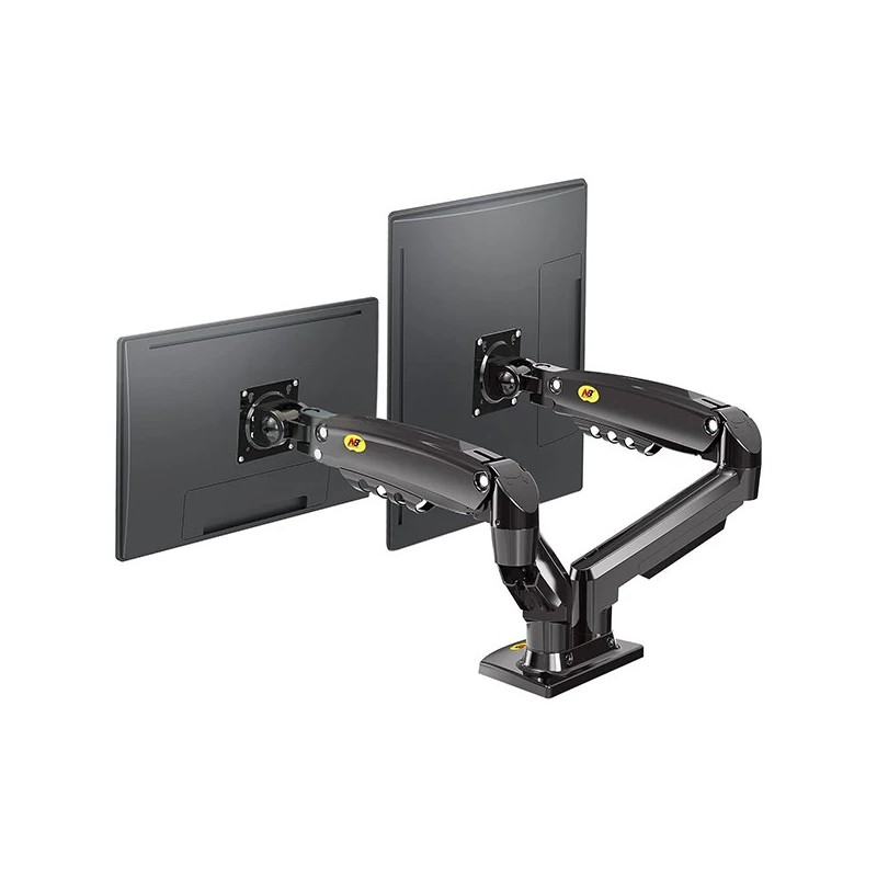 Support double Bras de Moniteurs F160 avec Ressorts à Rotation à 360° pour 2 écrans de 17 à 27 Pouces