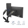 Support double Bras de Moniteurs F160 avec Ressorts à Rotation à 360° pour 2 écrans de 17 à 27 Pouces
