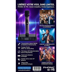 Microphone UHF Sans Fil PHONIC W-710 Idéal pour Chant & Conférences