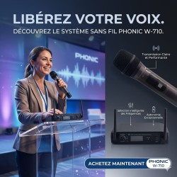 Microphone UHF Sans Fil PHONIC W-710 Idéal pour Chant & Conférences