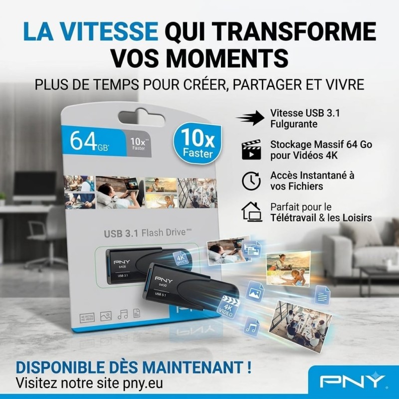 CLÉ USB PNY 64GB USB 3.1