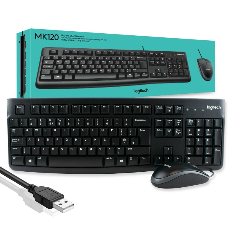 Logitech Desktop MK120 - Ensemble souris + clavier (AZERTY Français)